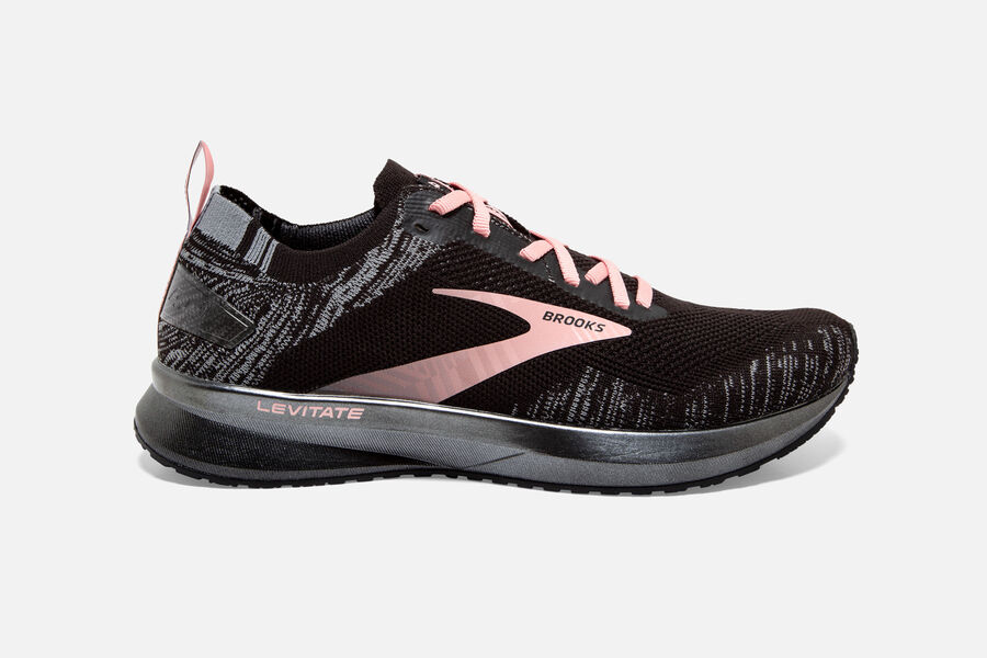 Brooks Levitate 4 Road Loopschoenen Dames - Zwart/Grijs/Roze - 793056ZJN